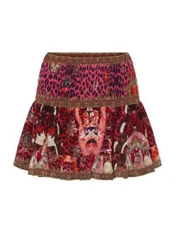 CAMILLA Shirred Silk Miniskirt