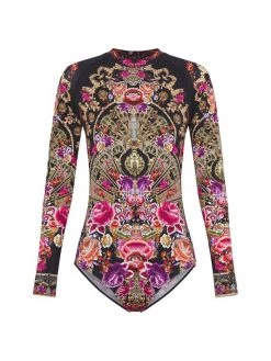 CAMILLA Printed Long-Sleeve Bodysuit