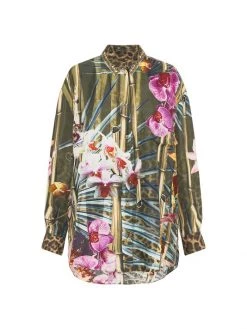 CAMILLA Oversized Printed Silk Shirt