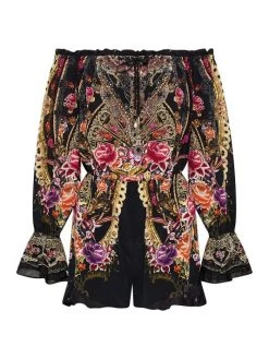 CAMILLA Frill-Trim Off-The-Shoulder Romper