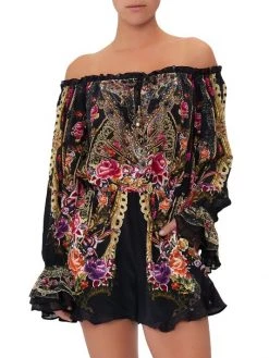 CAMILLA Frill-Trim Off-The-Shoulder Romper -CAMILLA outlet shop unnamed file 225