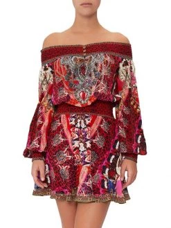 CAMILLA Printed Silk Off-The-Shoulder Minidress -CAMILLA outlet shop unnamed file 231