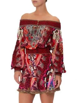 CAMILLA Printed Silk Off-The-Shoulder Minidress -CAMILLA outlet shop unnamed file 232