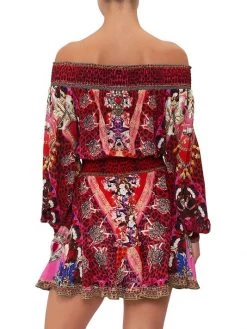 CAMILLA Printed Silk Off-The-Shoulder Minidress -CAMILLA outlet shop unnamed file 233