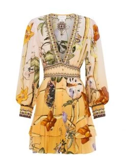 CAMILLA Floral Print Silk Frill Dress