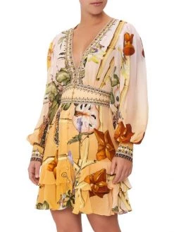 CAMILLA Floral Print Silk Frill Dress -CAMILLA outlet shop unnamed file 257