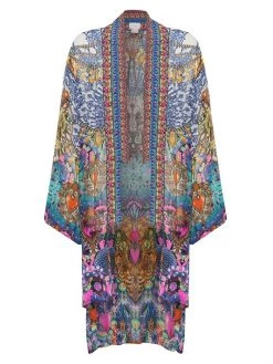 CAMILLA Printed Silk Open-Front Coverup