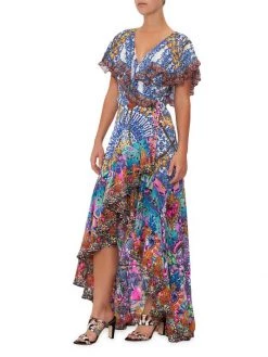 CAMILLA Ruffed Silk High-Low Maxi Dress -CAMILLA outlet shop unnamed file 309