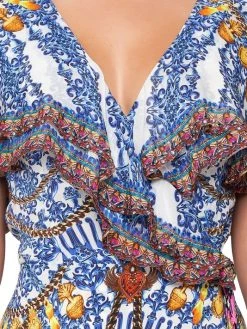 CAMILLA Ruffed Silk High-Low Maxi Dress -CAMILLA outlet shop unnamed file 312