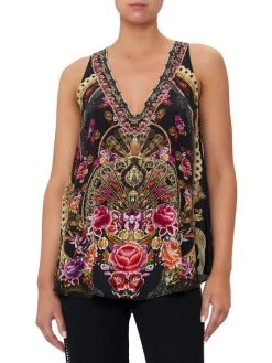 CAMILLA Printed Silk Button-Back Top -CAMILLA outlet shop unnamed file 329