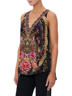CAMILLA Printed Silk Button-Back Top -CAMILLA outlet shop unnamed file 330