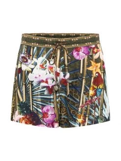 CAMILLA Printed Silk Utility Shorts
