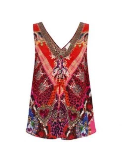 CAMILLA Printed Silk Top