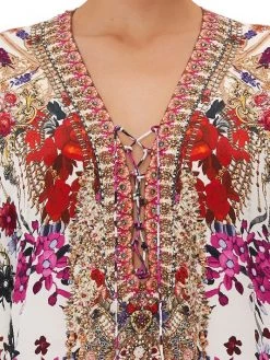 CAMILLA Floral Lace-Up Silk Caftan -CAMILLA outlet shop unnamed file 432
