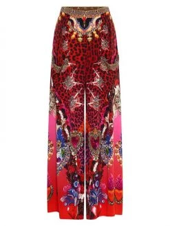 CAMILLA Printed Silk Wide Leg Trousers