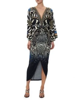 CAMILLA Knight Of The Wild Printed Twisted Midi-Dress -CAMILLA outlet shop unnamed file 492