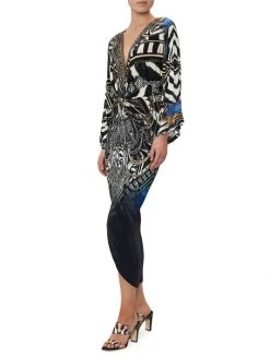 CAMILLA Knight Of The Wild Printed Twisted Midi-Dress -CAMILLA outlet shop unnamed file 493