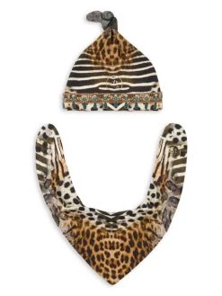 CAMILLA Baby's Animal Print Bib & Beanie Set For Kids