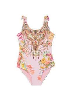 CAMILLA Little Girl's & Girl's Floral Tie-Shoulder One-Piece For Kids