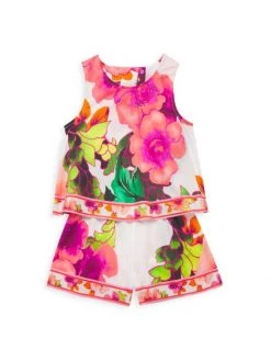 CAMILLA Little Girl's & Girl's Neon Floral Playsuit For Kids