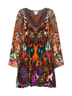 CAMILLA Tiered Animal Print Minidress
