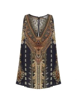 CAMILLA Its All Over Torero V-Neck Button-Back Top