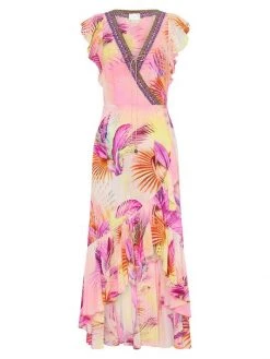 CAMILLA Silk Ruffle Wrap Dress