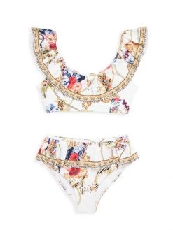 CAMILLA Little Girl's & Girl's 2-Piece Reign Supreme Frill Crop Bikini Set For Kids