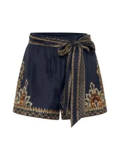 CAMILLA It's All Over Torero Belted Tuck-Front Shorts